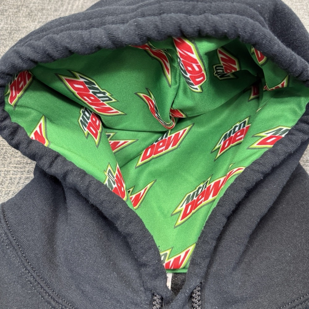 Vtg Mountain Dew Hoodie Men's 2XL Black Graphic Logo Pullover USA Made 90's - Picture 3 of 8